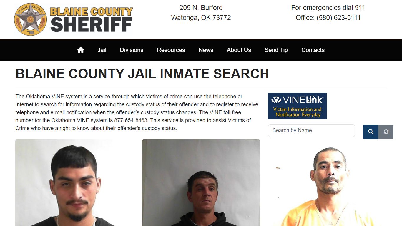 Inmate Search - Blaine County Sheriff's Office Oklahoma Watonga, OK