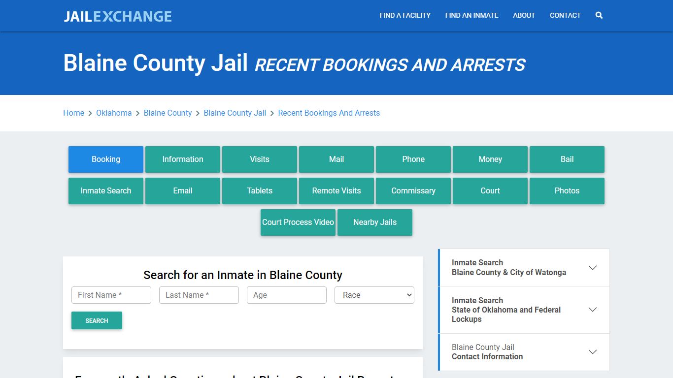 Blaine County Jail OK Recent Arrests and Bookings - Jail Exchange