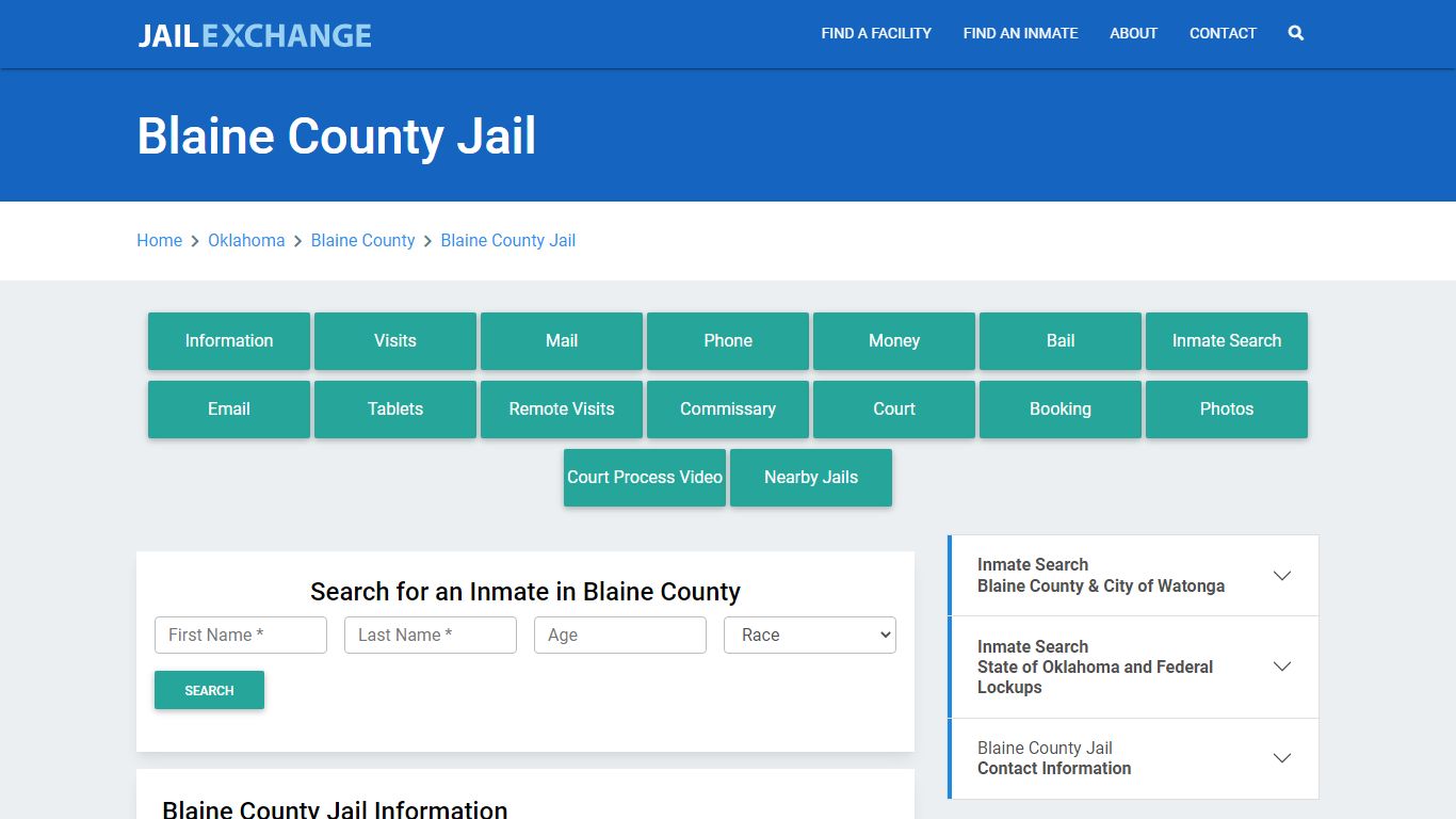 Blaine County Jail Roster Lookup, OK, Inmate Search