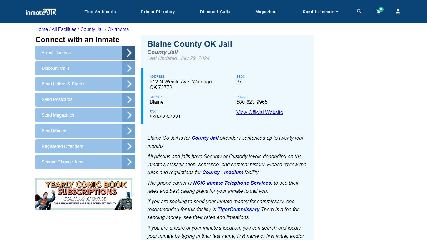 Blaine County OK Jail - Inmate Locator